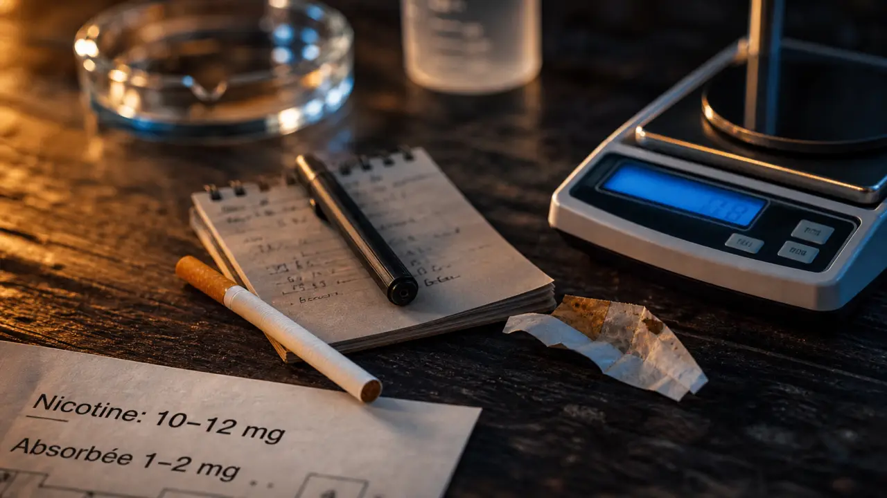 Combien de nicotine dans une cigarette ? 10–12 mg contenus, 1–2 mg absorbés
