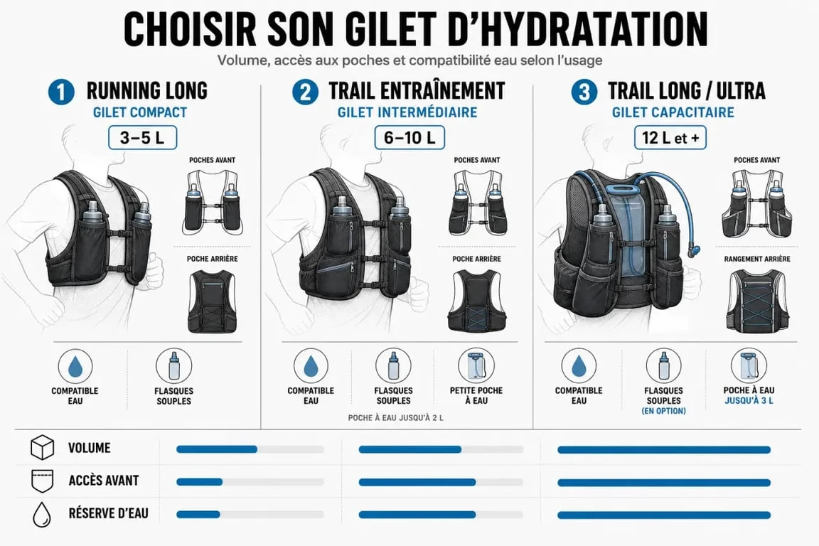 Comparatif gilet hydratation selon l’usage : running, trail et randonnée