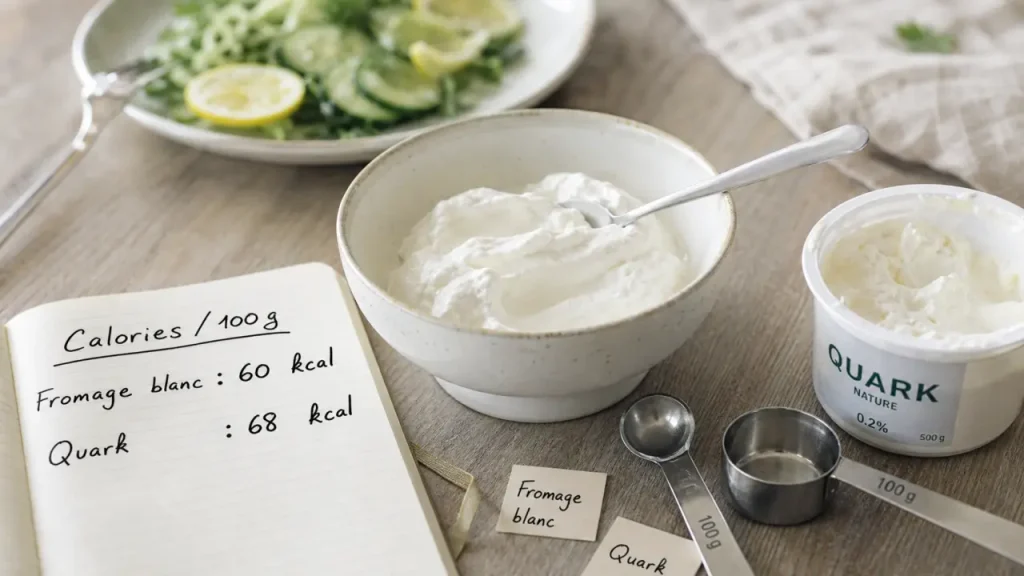 Fromage le moins calorique : fromage blanc et quark, calories pour 100 g
