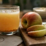 Jus de pommes bienfaits : verre de jus trouble, polyphénols et hydratation