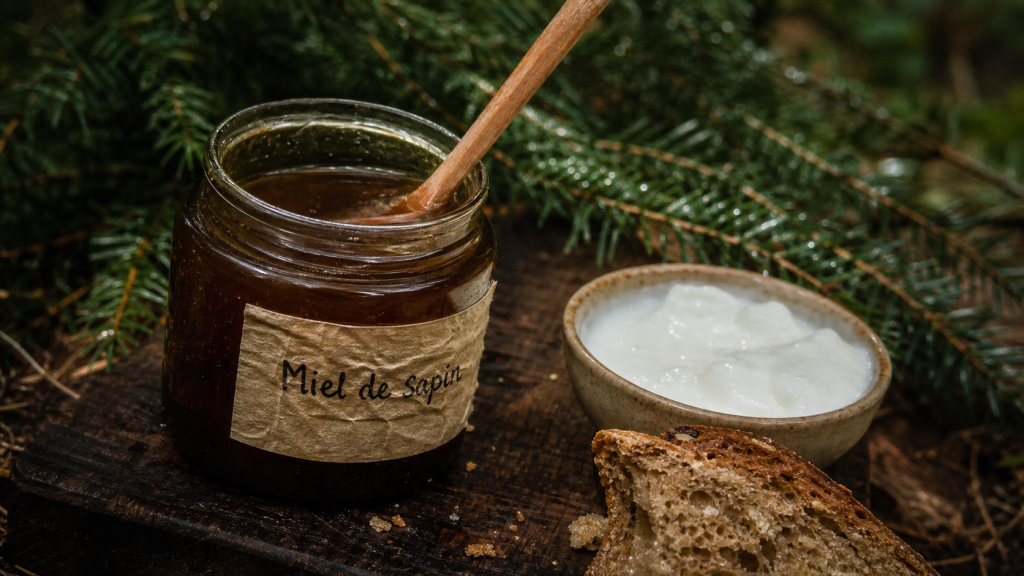 Miel de sapin bienfaits, pot de miel de sapin pour la gorge