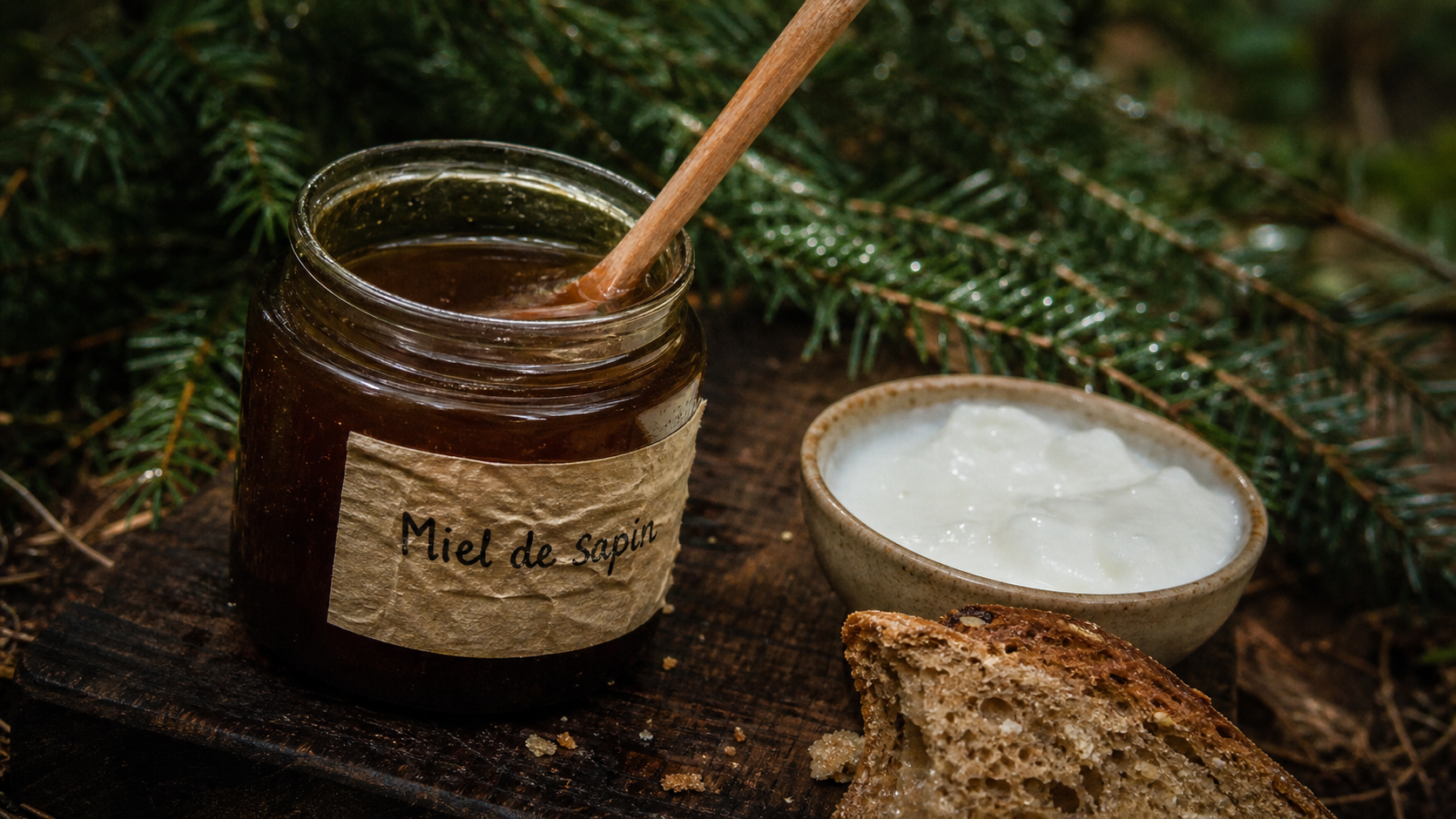 Miel de sapin bienfaits, pot de miel de sapin pour la gorge