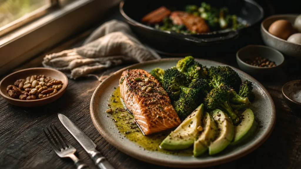 Recette keto : pavé de saumon et brocoli, faible en glucides
