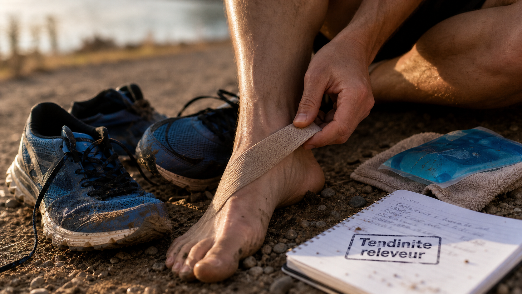 Tendinite releveur du pied : tibial antérieur, douleur au cou-de-pied, tapis de froid