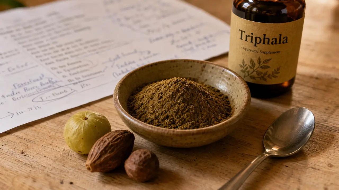 Triphala bienfaits pour la digestion et le transit, poudre ayurvédique