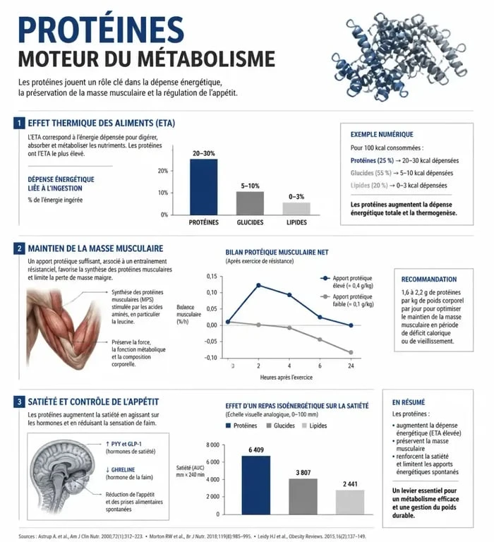 Infographie sur les bienfaits des protéines pour le métabolisme