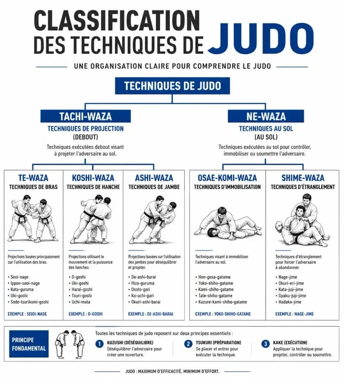 Classification des techniques de judo : Tachi-Waza et Ne-Waza