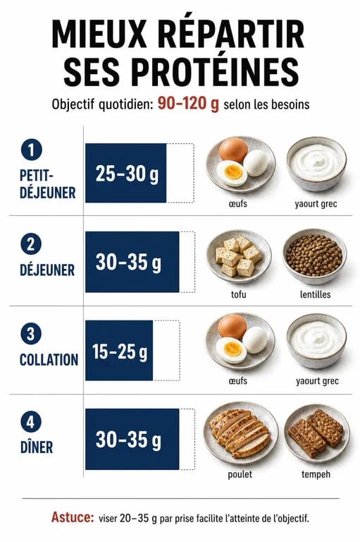 Comment manger plus de proteine : visualisation simple des repas et portions pour répartir l’apport sur la journée