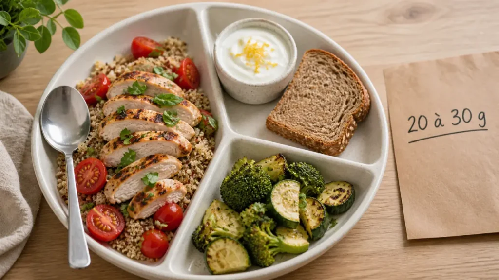 Combien de protéines par repas ? 20 à 30 g, 4 à 6 heures d’écart et des assiettes qui calent
