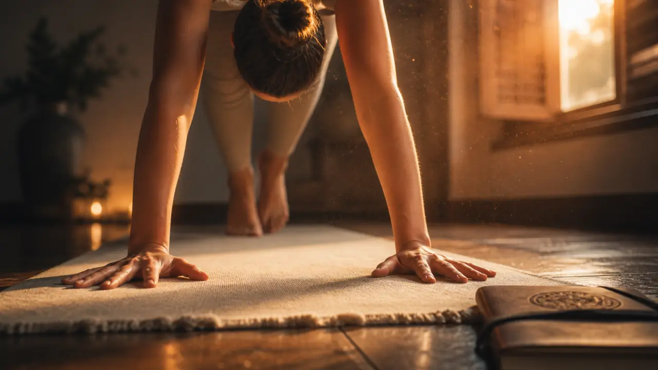 Salutation au soleil yoga en plan séquence au lever du jour