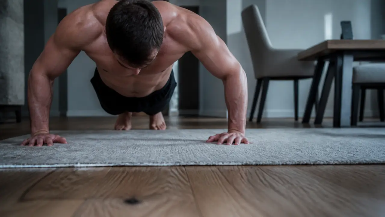 Travailler le bas des pectoraux sans matériel : pompes lentes