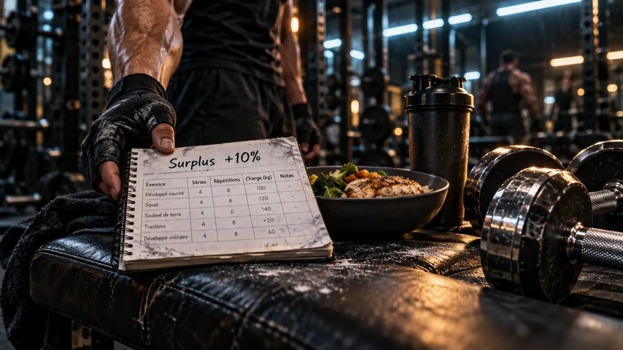 Bodybuilding naturelle : suivi surplus +10% en salle de sport