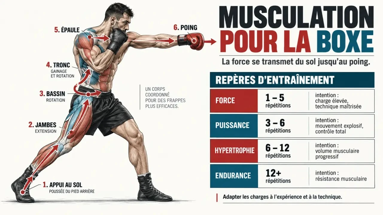 Musculation pour la boxe : chaîne cinétique et qualités physiques à développer
